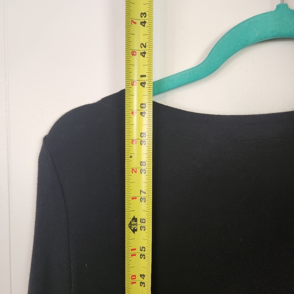 L.L. Bean Dress Womens Size Medium Black Stretch Jersey Knit 3/4 Sleeves V-Neck - Picture 11 of 13